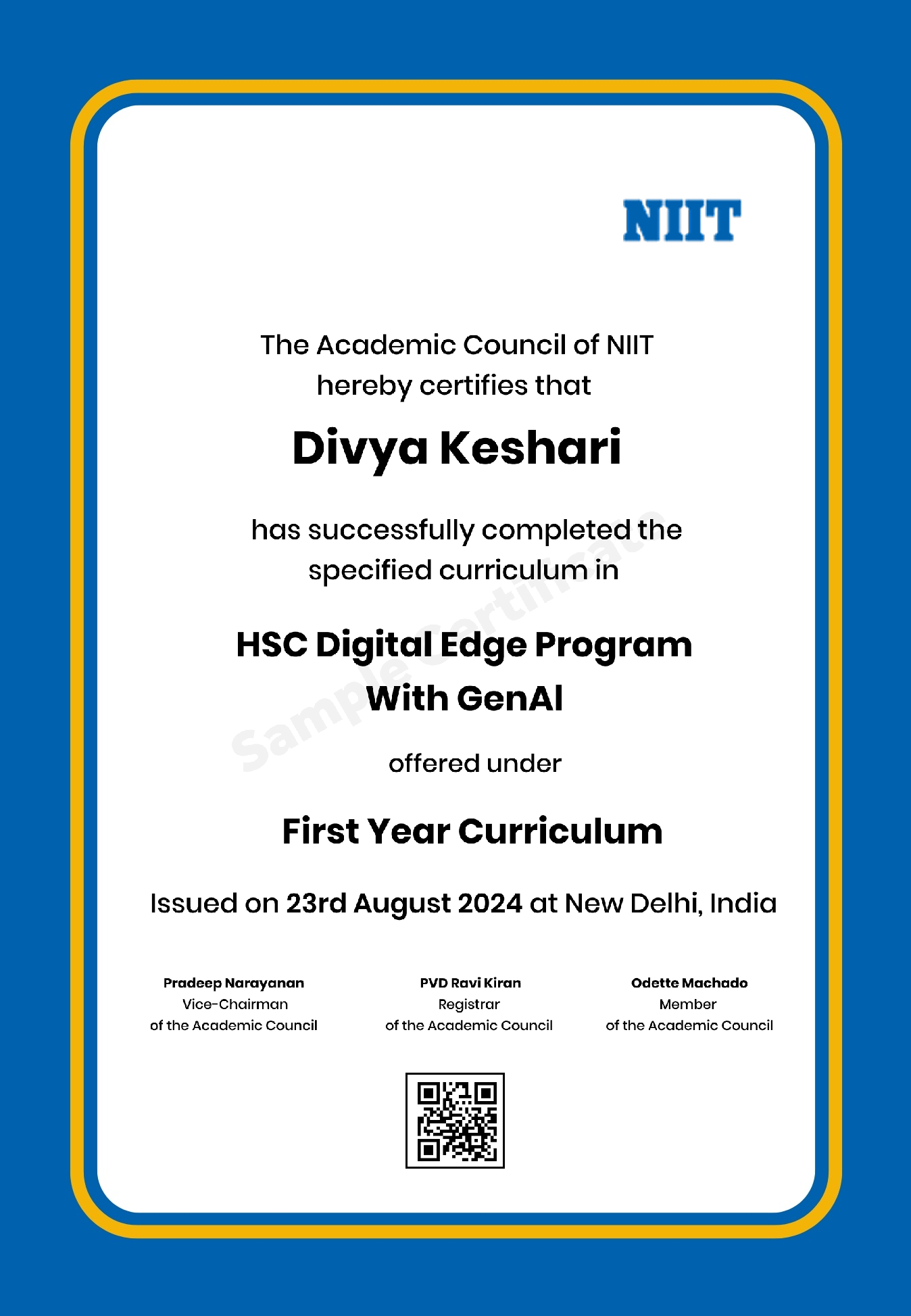 niit certificate